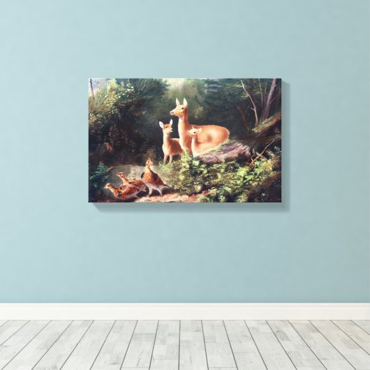 Herten in Bossen Schilderen Canvas Afdruk (Insitu (Houten vloer))