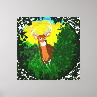 Herten in bosvlakte canvas afdruk