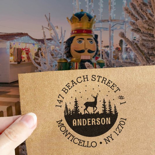 Herten in de Bossen Wintervakantie Adres Zelfinktende Stempel