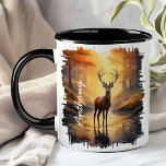 Herten in de herfst Forest Reflectie Mok<br><div class="desc">Begin uw dag met de serene schoonheid van de Herten in de Herfst Forest Reflection Mok. Deze boeiende mok heeft een majestueus hert dat in een rustig herfstbos staat, met levendige herfst gebladerte en het rustige bos weerspiegeld in een sereen meer. Gepersonaliseerd met jouw naam, het voegt een persoonlijke touch...</div>