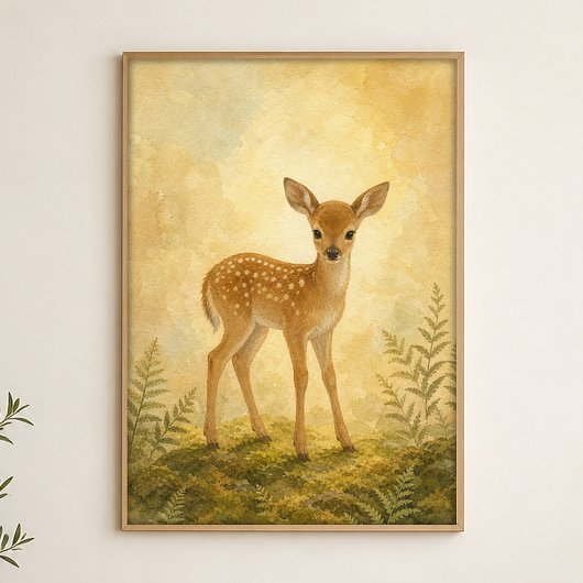 Herten in de open plek Aquarel Whimsical Poster