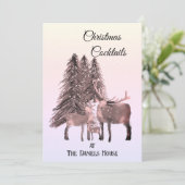 Herten in de sneeuw Christmas Cocktail Party Kaart (Staand voorkant)