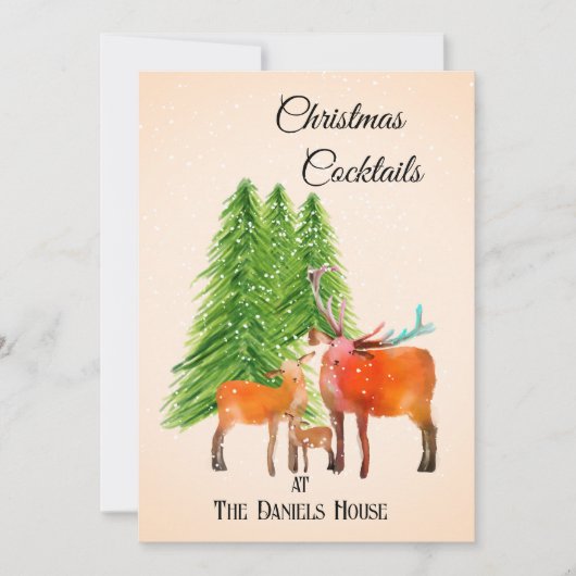 Herten in de sneeuw Christmas Cocktail Party Kaart (Voorkant)