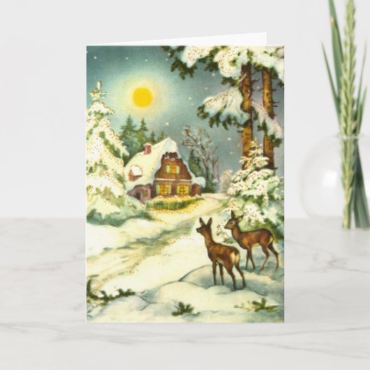 Herten in de sneeuw feestdagen kaart (Voorkant)