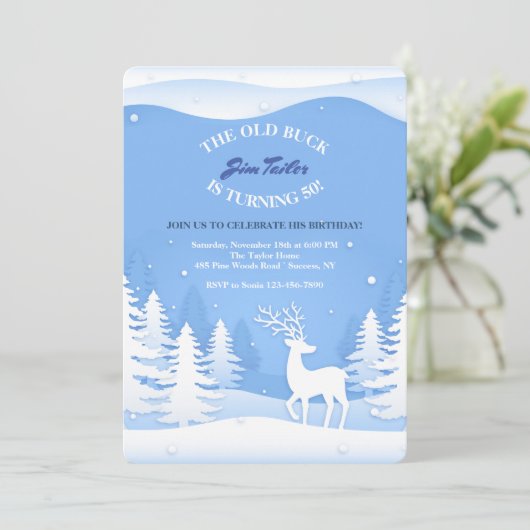 Herten in de Sneeuw Uitnodiging (Staand voorkant)