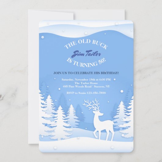Herten in de Sneeuw Uitnodiging (Voorkant)