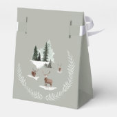 Herten in de weide van sneeuw winter bos scène bedankdoosjes (Achterkant)