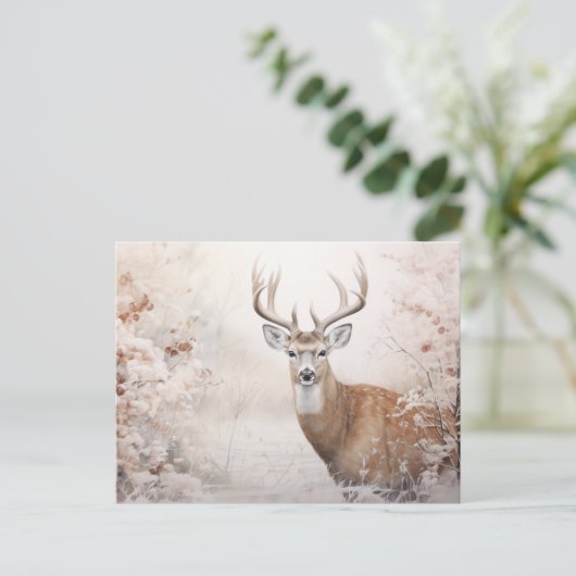 Herten in de winter  stijl vakantie Briefkaart (Staand voorkant)