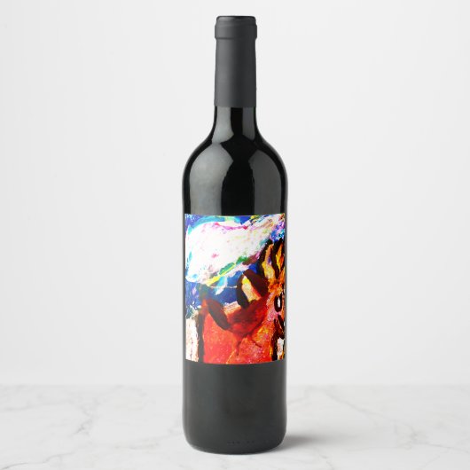 Herten in de winter  wijn etiket (Voorkant)