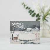Herten in de winternacht uitzicht Season's groeten Feestdagenkaart (Staand voorkant)