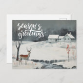 Herten in de winternacht uitzicht Season's groeten Feestdagenkaart (Voorkant / Achterkant)