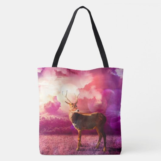 Herten in de wolken - Roze Canvas tas (Achterkant)
