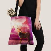 Herten in de wolken - Roze Canvas tas (Dichtbij)