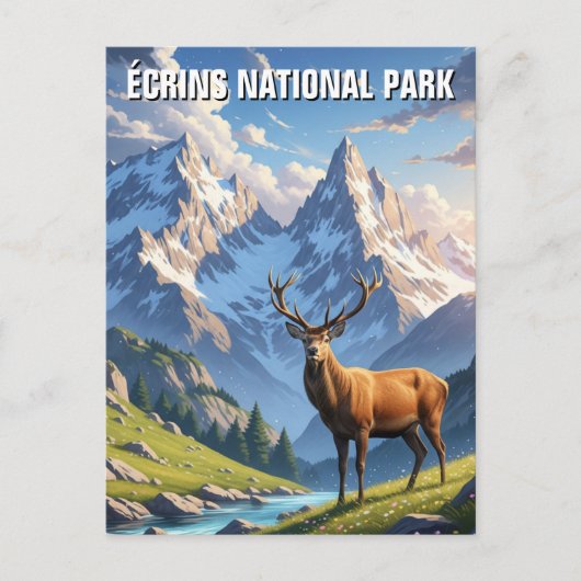 Herten in Écrins Nationaal Park Frankrijk Reizen Briefkaart (Voorkant)