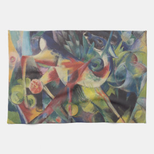 Herten in een bloementuin door Franz Marc, Vintage Theedoek