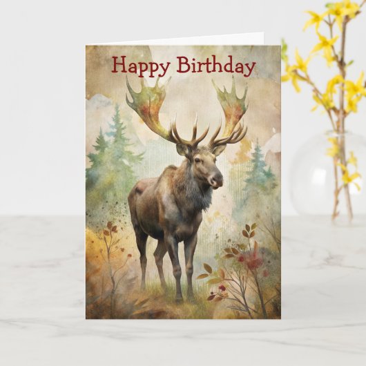 Herten in een bos kaart (Gele Bloem)