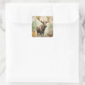Herten in een bos vierkante sticker (Tas)