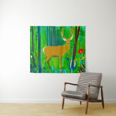 Herten in een fantasiebos omgeving wandkleed (In Situ (horizontaal))