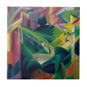 Herten in een kloostertuin door Franz Marc Tegeltje