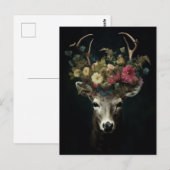Herten in een kroon van bloemen briefkaart (Voorkant / Achterkant)