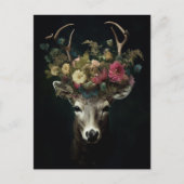 Herten in een kroon van bloemen briefkaart (Voorkant)