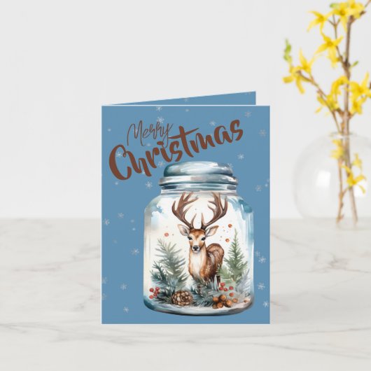 Herten in een pot Sneeuwvlokken Blauw Kaart (Gele Bloem)