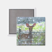 Herten in een sneeuw storm magneet (Voorkant / Achterkant)