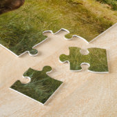 Herten in een veld berglandschap legpuzzel (Zijkant)