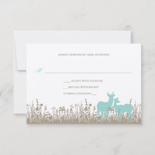 Herten in een veld trouwkaart RSVP kaartje (Voorkant)