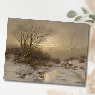 Herten in een winterlandschap - Désiré Thomassin Briefkaart