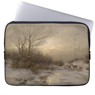 Herten in een winterlandschap - Désiré Thomassin Laptop Sleeve