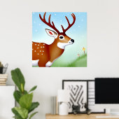 Herten in een winterwonderlandscène poster (Thuiskantoor)