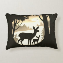 Herten in Forest Clearing Accent Pillow