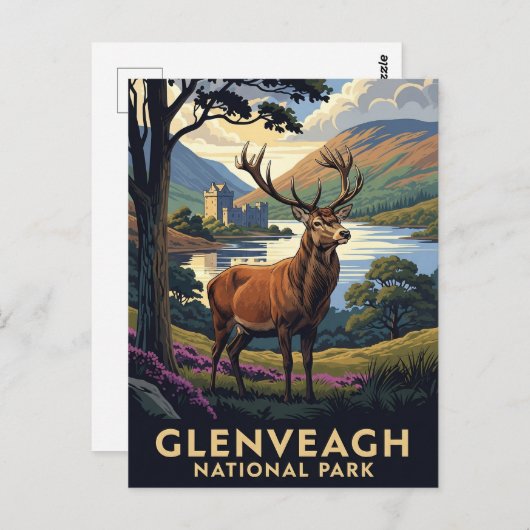 Herten in Glenveagh National Park Ierland Reizen Briefkaart (Voorkant / Achterkant)