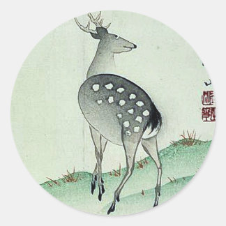 Herten in Herfst Ukiyoe Ronde Sticker