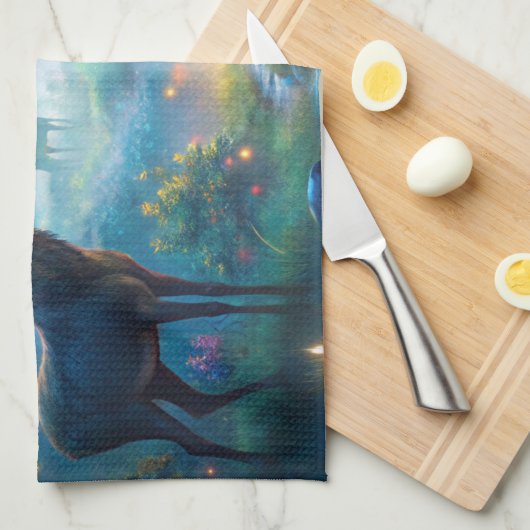 Herten in het betoverde bos theedoek (Quarter Fold)