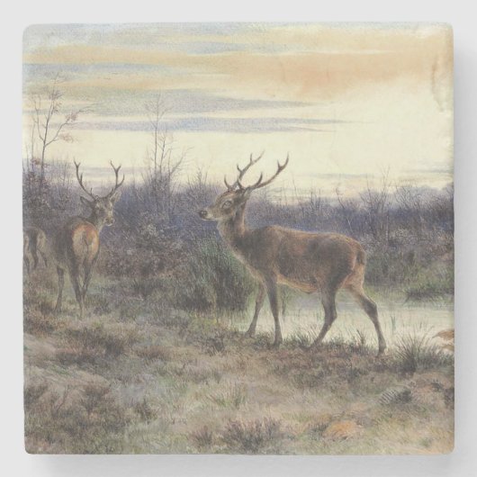 Herten in het bos bij Fontainebleau (Rosa Bonheur) Stenen Onderzetter (Voorkant)