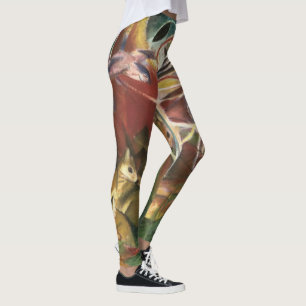 Herten in het bos door Franz Marc, Vintage Fine Ar Leggings