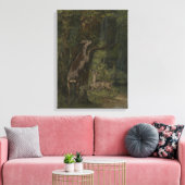 Herten in het bos (door Gustave Courbet) Canvas Afdruk (Insitu (Woonkamer))