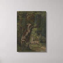 Herten in het bos (door Gustave Courbet)