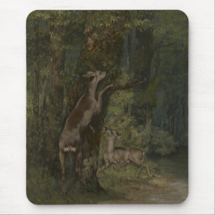 Herten in het bos (door Gustave Courbet) Muismat