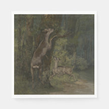 Herten in het bos (door Gustave Courbet)