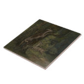Herten in het bos (door Gustave Courbet) Tegeltje (Zijkant)