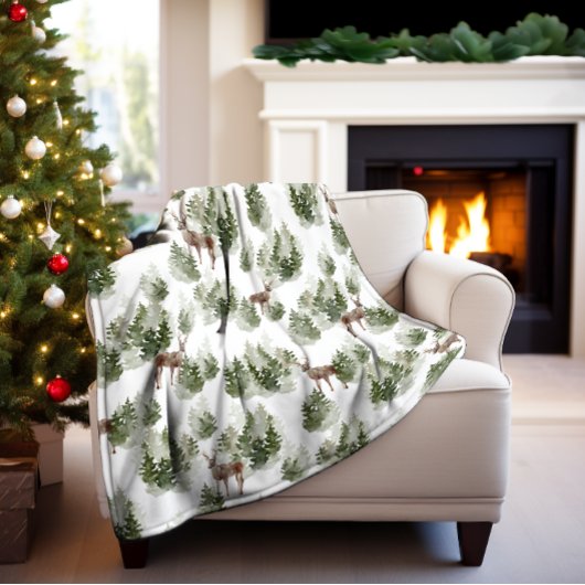 Herten in het bos Evergreen Fleece Deken