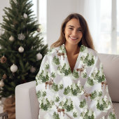 Herten in het bos Evergreen Fleece Deken