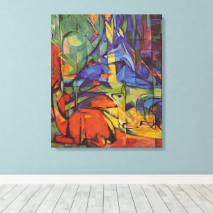 Herten in het bos II door Franz Marc, Vintage Kuns Canvas Afdruk
