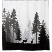 Herten in het bos silhouet douchegordijn (Voorkant)