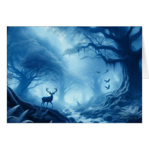 Herten in het donkere bos van Blue Haze