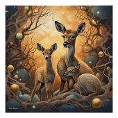 Herten in het Fantasy Forest Perfect Poster (Voorkant)