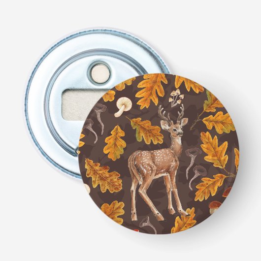 Herten in het herfstbos 2 button flesopener (Voorkant)